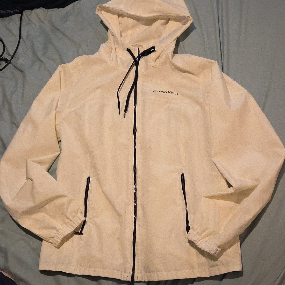 Calvin Klein Woman's White Hooded Windbreaker